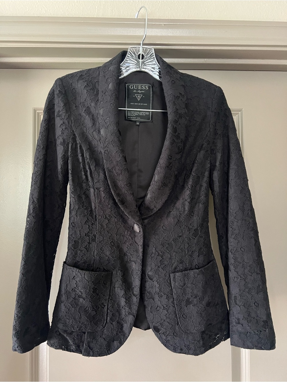 GUESS Black Floral Lace Blazer Jacket XS